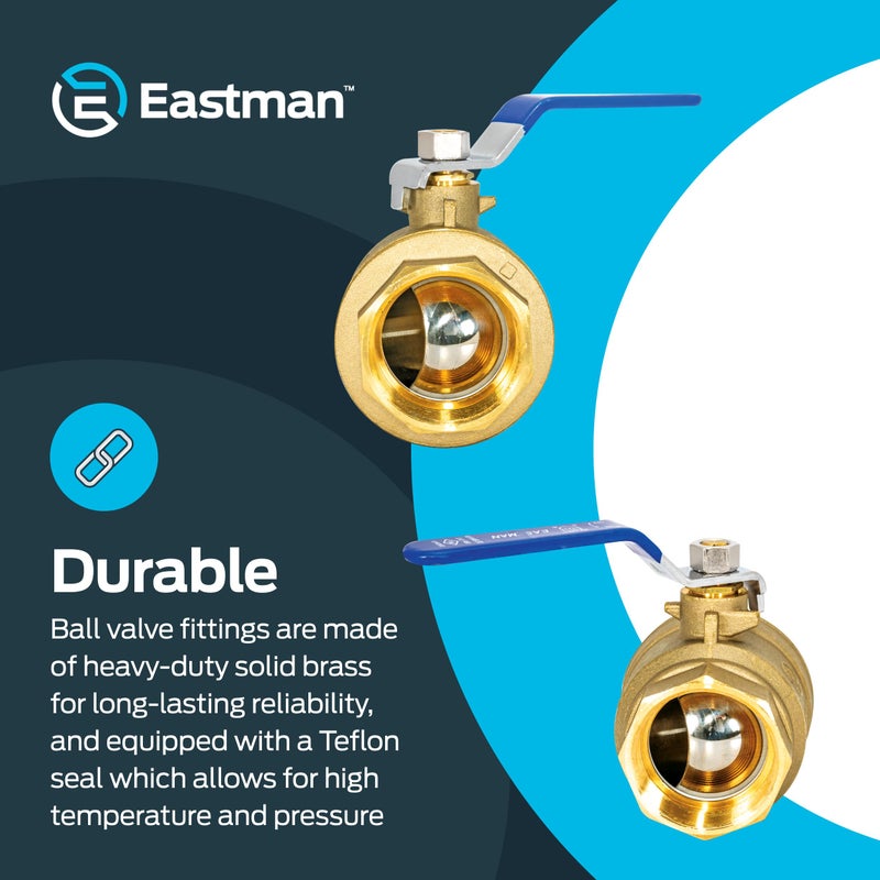 Eastman 2 Inch IPS Heavy Duty Full Port Ball Valve, Brass Plumbing Fitting, 20055LF - Image 4